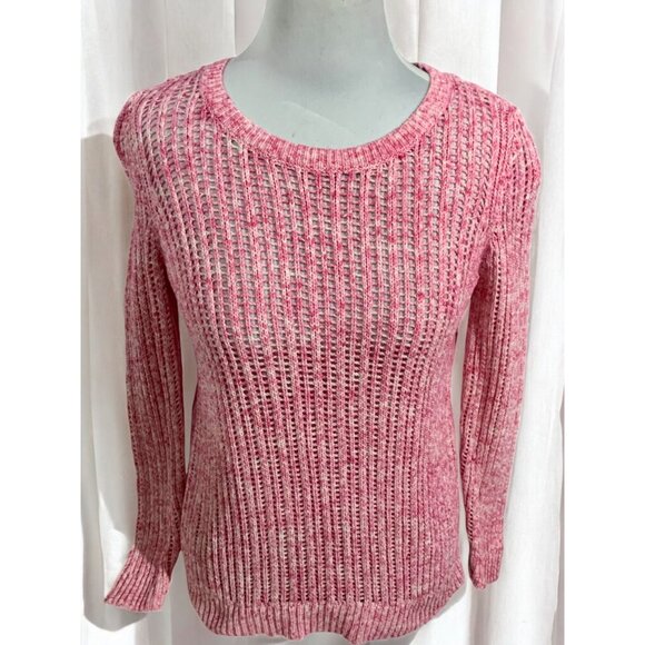 Talbots Petite Small Pink Open Knit Sweater Lightweight Pullover Long Sleeve - Picture 2 of 8